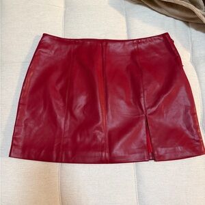 Lisa Says Gah! Macey Leather Skirt Cherry Red NWOT